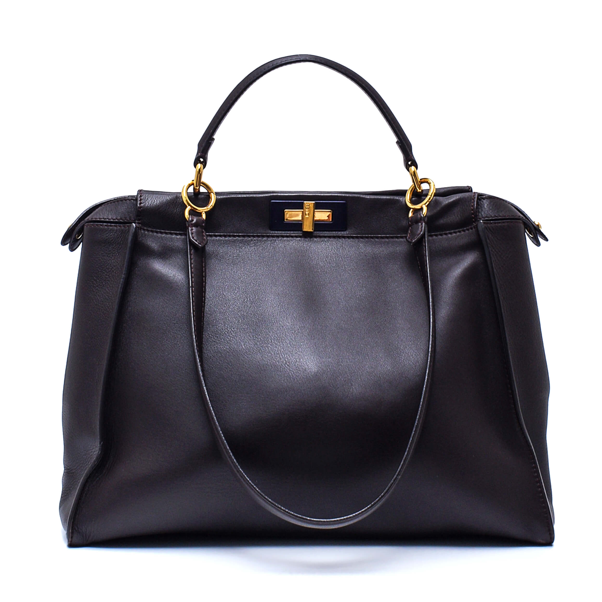 Fendi - Dark Brown Rigid Leather Large Peekaboo